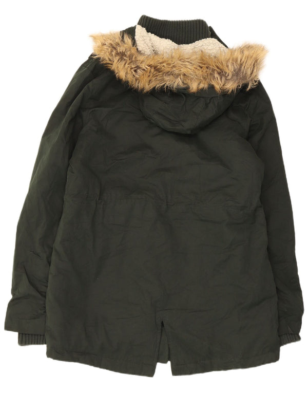 Superdry ženska jakna parka s kapuljačom UK 14 veliki zeleni poliester