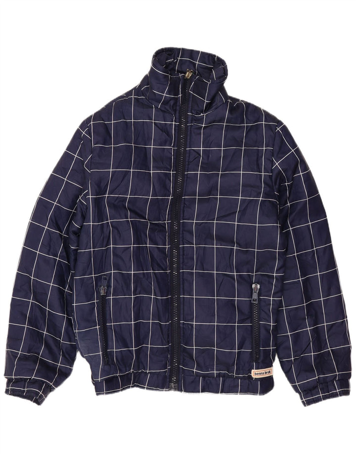 VINTAGE ženska bomber jakna UK 14 Veliki tamnoplavi karirani