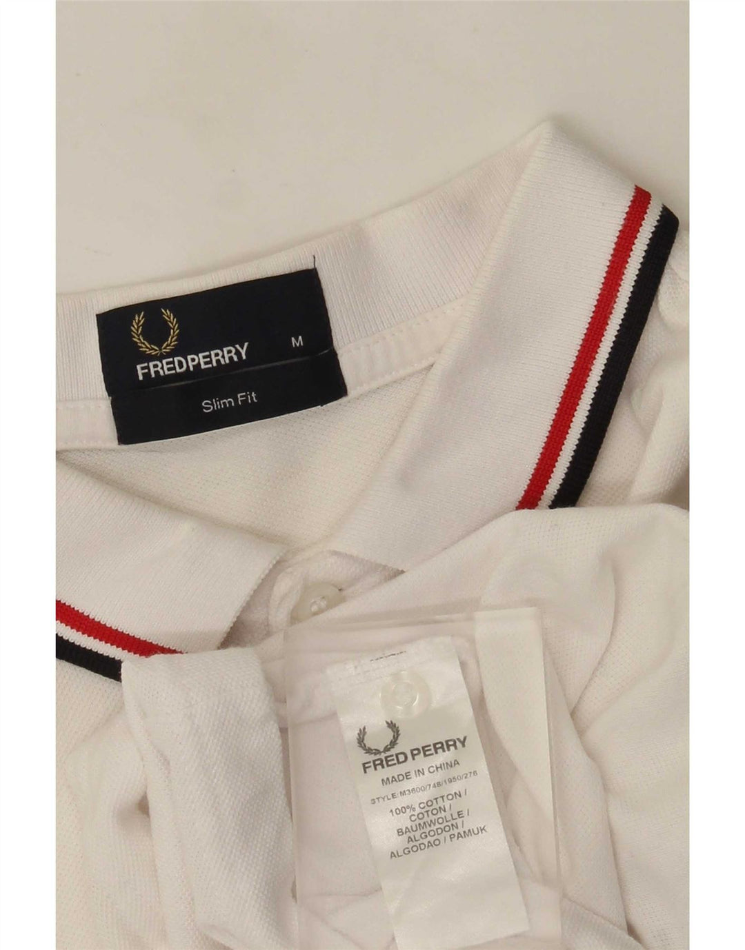 Fred Perry muška uska polo majica Srednji bijeli pamuk