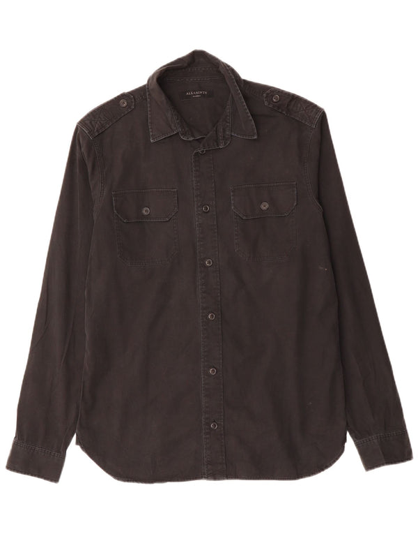 ALL SAINTS Mens Military Shirt Medium Black Cotton