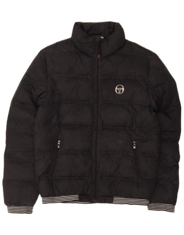 Sergio Tacchini muška bomber podstavljena jakna UK 36 mala crna najlonska sportska