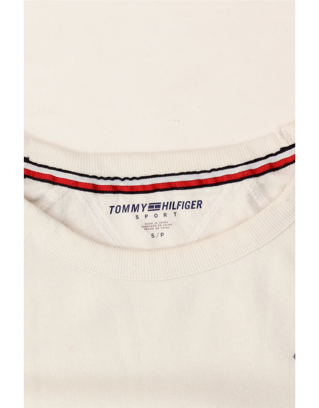 TOMMY HILFIGER Womens Oversized Sweatshirt Jumper UK 10 Small White Vintage Tommy Hilfiger and Second-Hand Tommy Hilfiger from Messina Hembry 