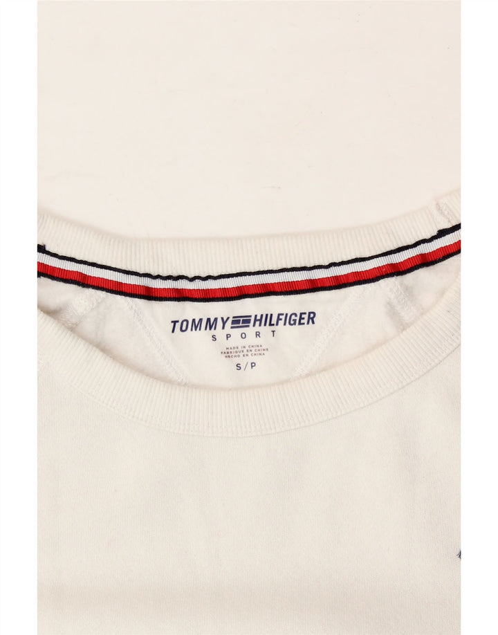 TOMMY HILFIGER Womens Oversized Sweatshirt Jumper UK 10 Small White Vintage Tommy Hilfiger and Second-Hand Tommy Hilfiger from Messina Hembry 