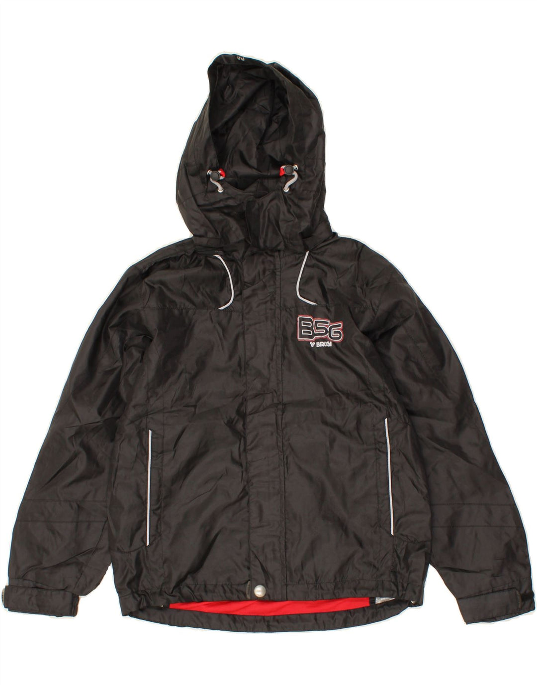 BRUGI Boys Hooded Rain Jacket 9-10 Years Black Polyester Vintage Brugi and Second-Hand Brugi from Messina Hembry 