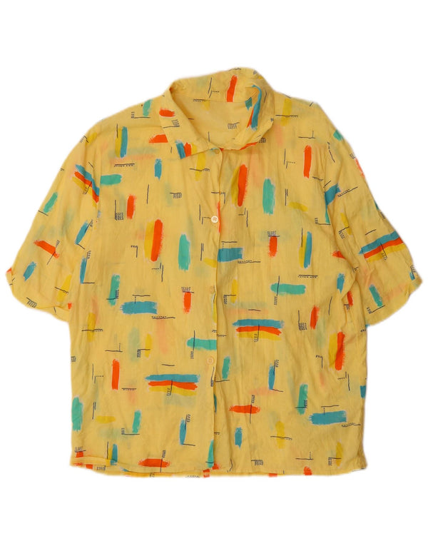 Vintage Womens Short Sleeve Shirt UK 16 Large Yellow Geometric