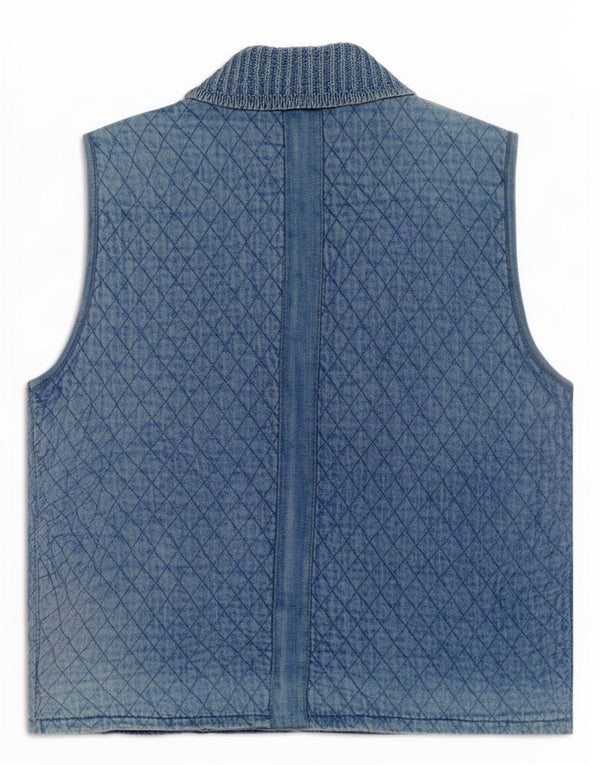 Blue Willi's Womens Quilted Denim Gilet UK 14 Medium Cotton