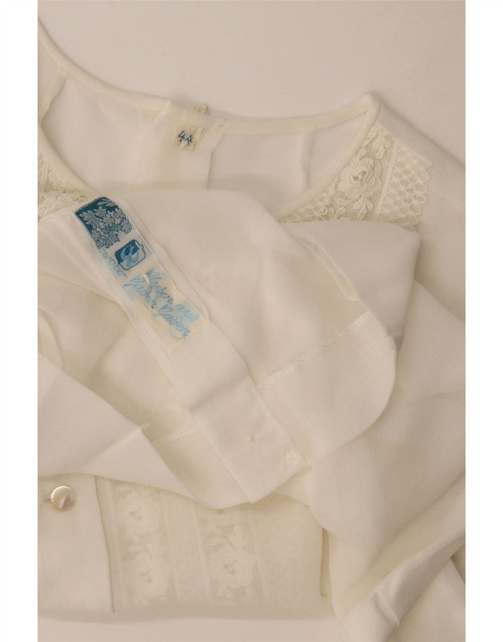 Vintage ženska prozirna bluza bez rukava IT 44 Srednje bijela
