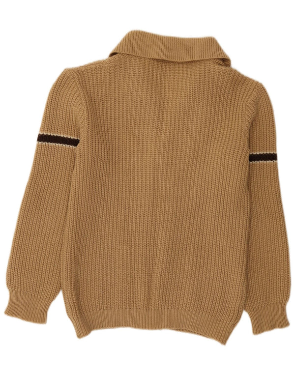 Vintage Mens Cardigan Sweater Small Beige Colourblock