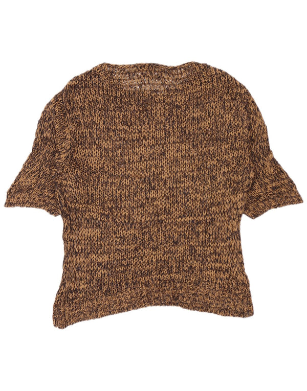 MASSIMO DUTTI Ženski džemper s veznim izrezom UK 10 Small Brown Flecked