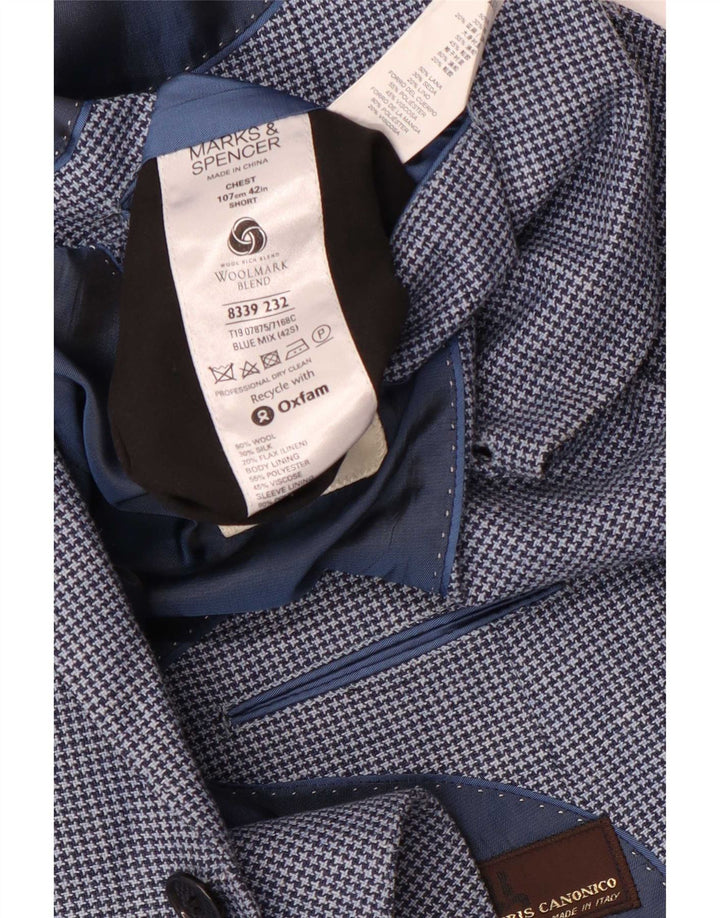 Marks & Spencer muška kratka sako jakna UK 42 velika plava houndstooth