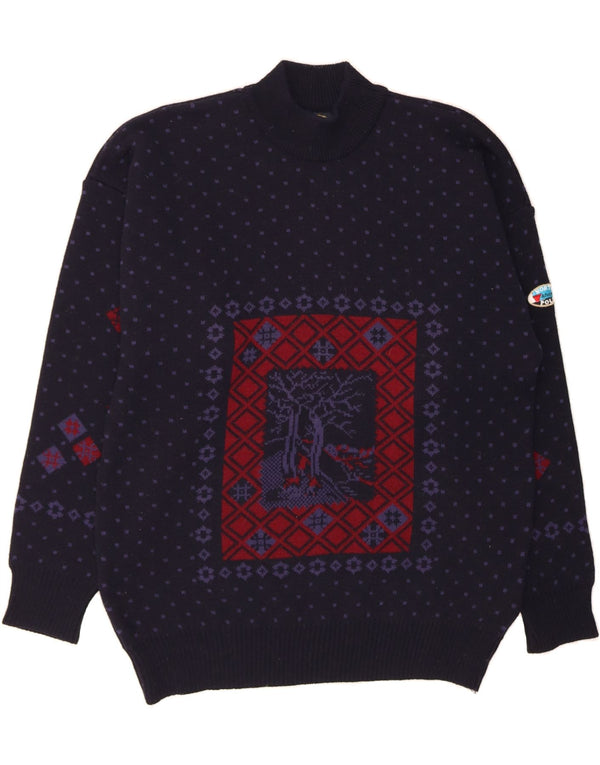 NORTH POLE Muški džemper s kornjačevim ovratnikom 2XL tamnoplavi Fair Isle vuneni