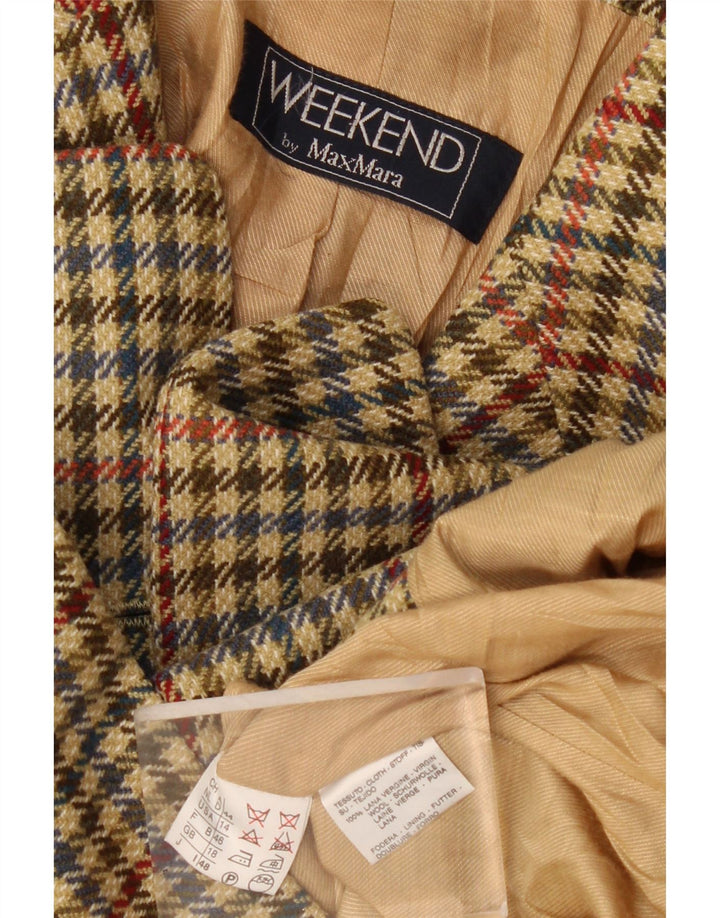 Max Mara ženska vikend jakna sa 2 gumba UK 18 XL zelena houndstooth