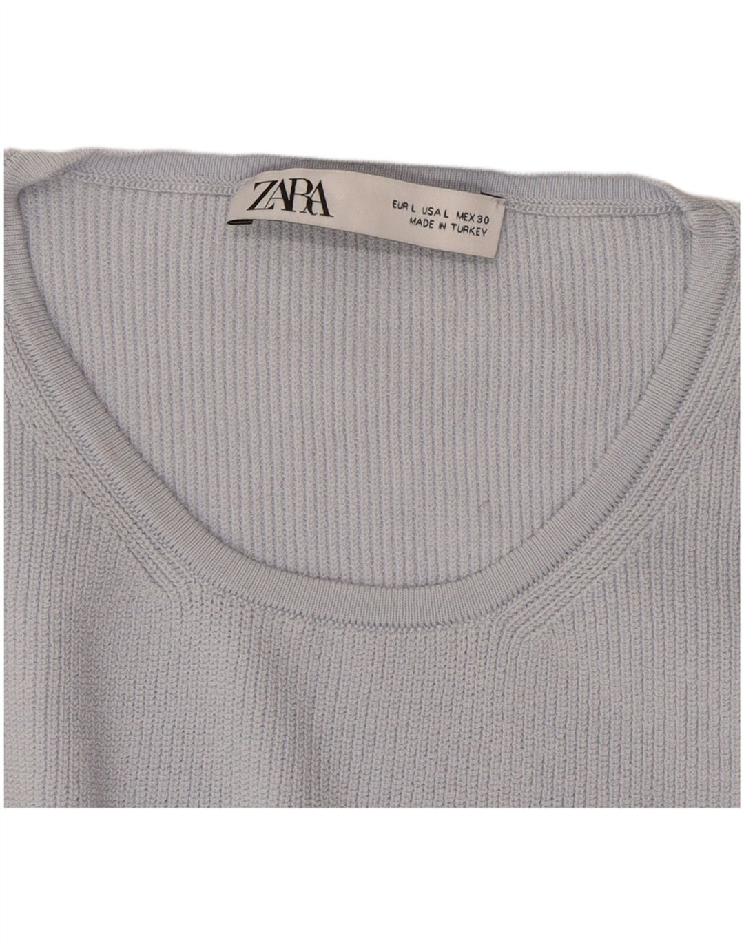 ZARA Womens Crop Top Long Sleeve UK 14 Large Blue