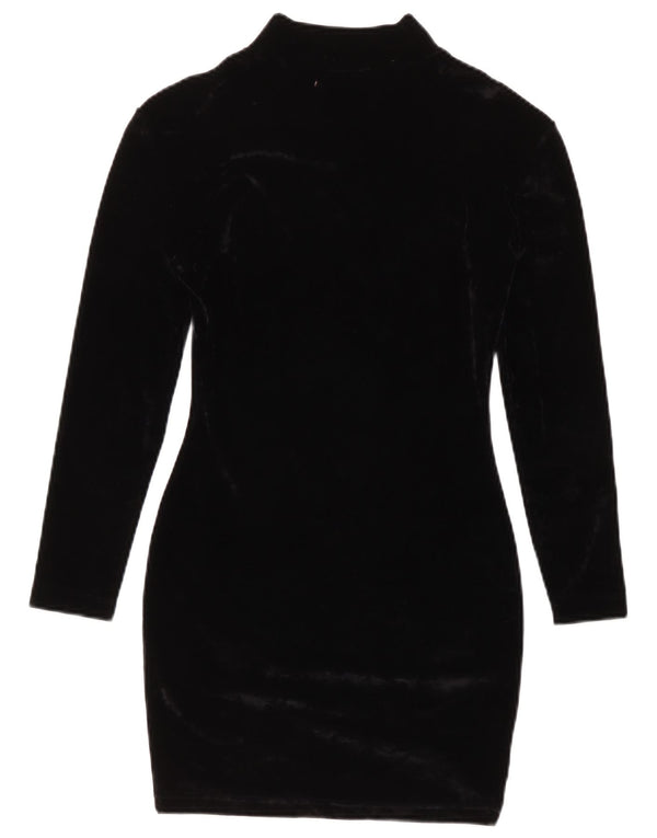 Onyx Womens Long Sleeve Velour Bodycon Dress UK 12 Medium Black Acetate