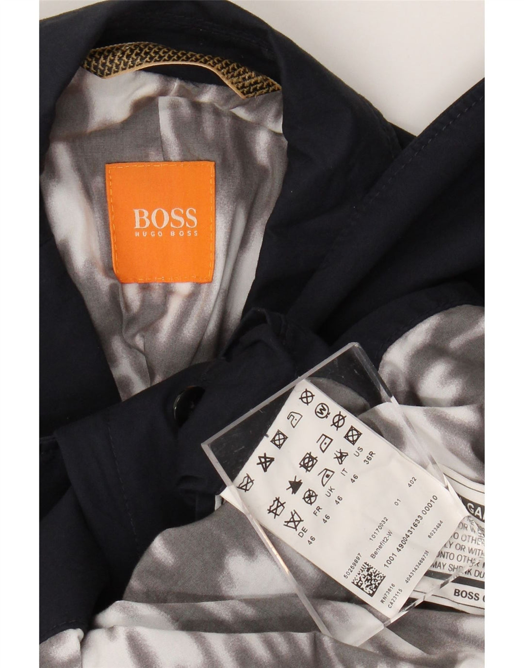 HUGO BOSS Muška jakna sa 2 gumba EU 46 Mala tamnoplava pamuk