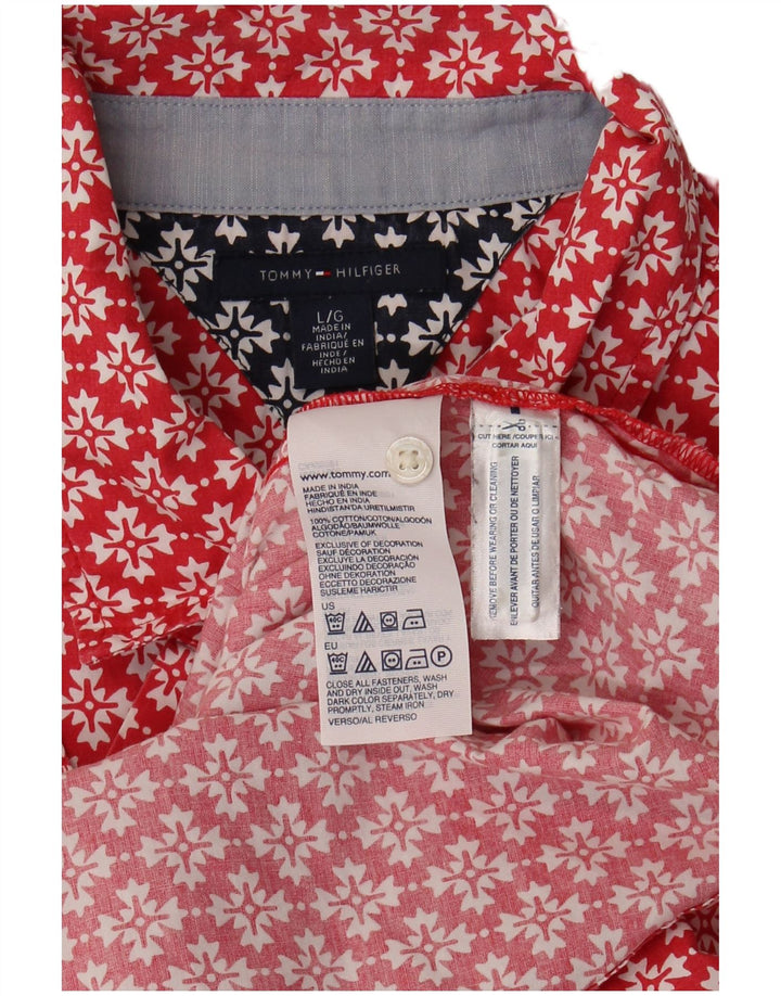 TOMMY HILFIGER Ženska košulja UK 16 Veliki crveni cvjetni pamuk
