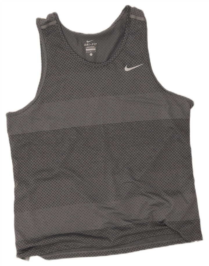 Nike Dri Fit Vest Top Veliki sivi prugasti poliester