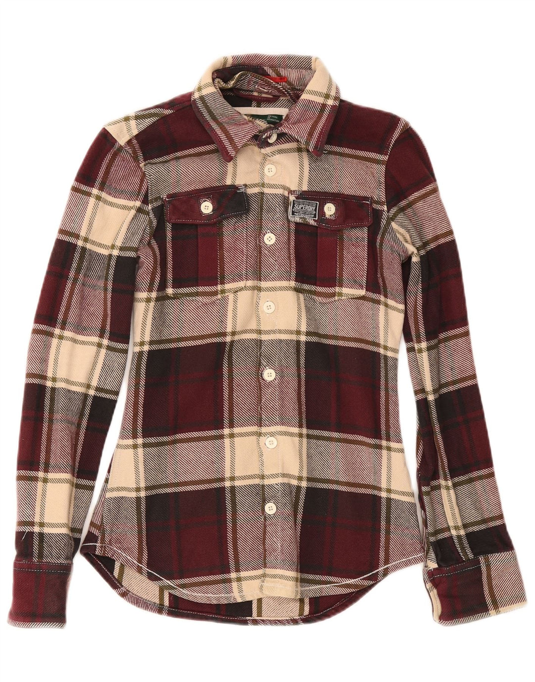 Superdry muška flanelska košulja, mali bordo karirani pamuk