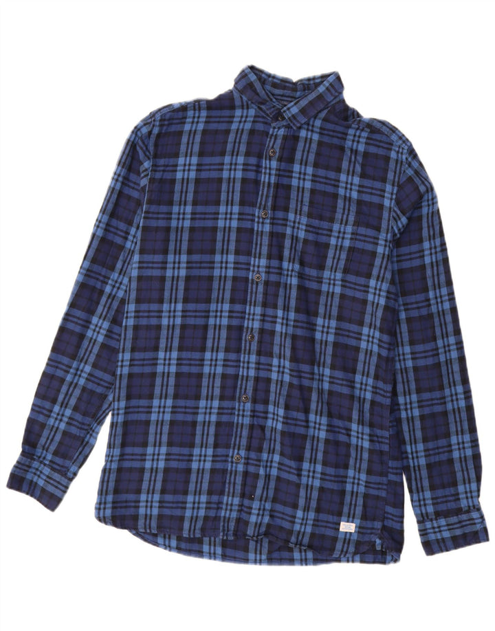 JACK & JONES Muška košulja od flanela Srednje tamnoplava karirana pamuk