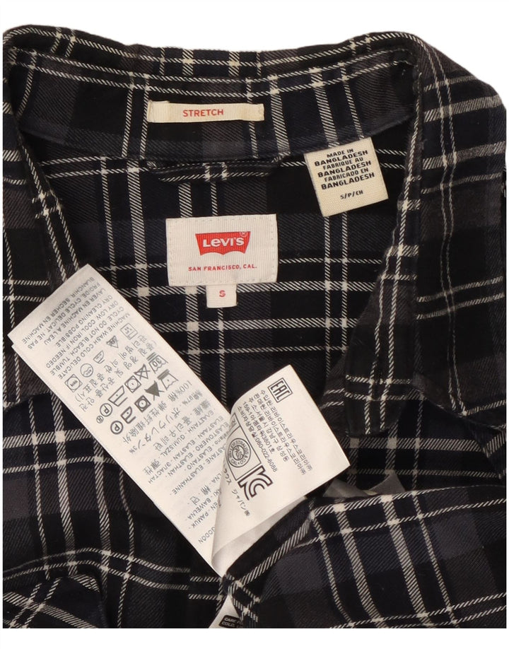 LEVI'S Muška rastezljiva flanelska košulja, mali crni karirani pamuk