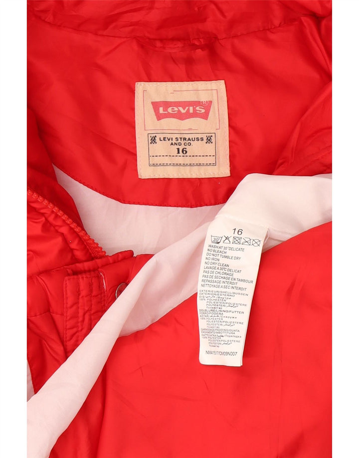 Levi's jakna s kapuljačom i podstavljenom podstavom za djevojčice 15-16 godina od crvenog poliestera
