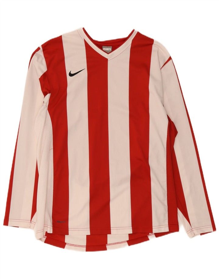 Nike Muška majica dugih rukava UK 42/44, veliki poliester na crvene pruge