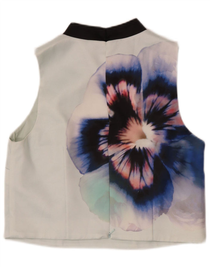 Coast majica kratke kratke bluze bez rukava UK 12 Srednje zelena cvjetna poliester