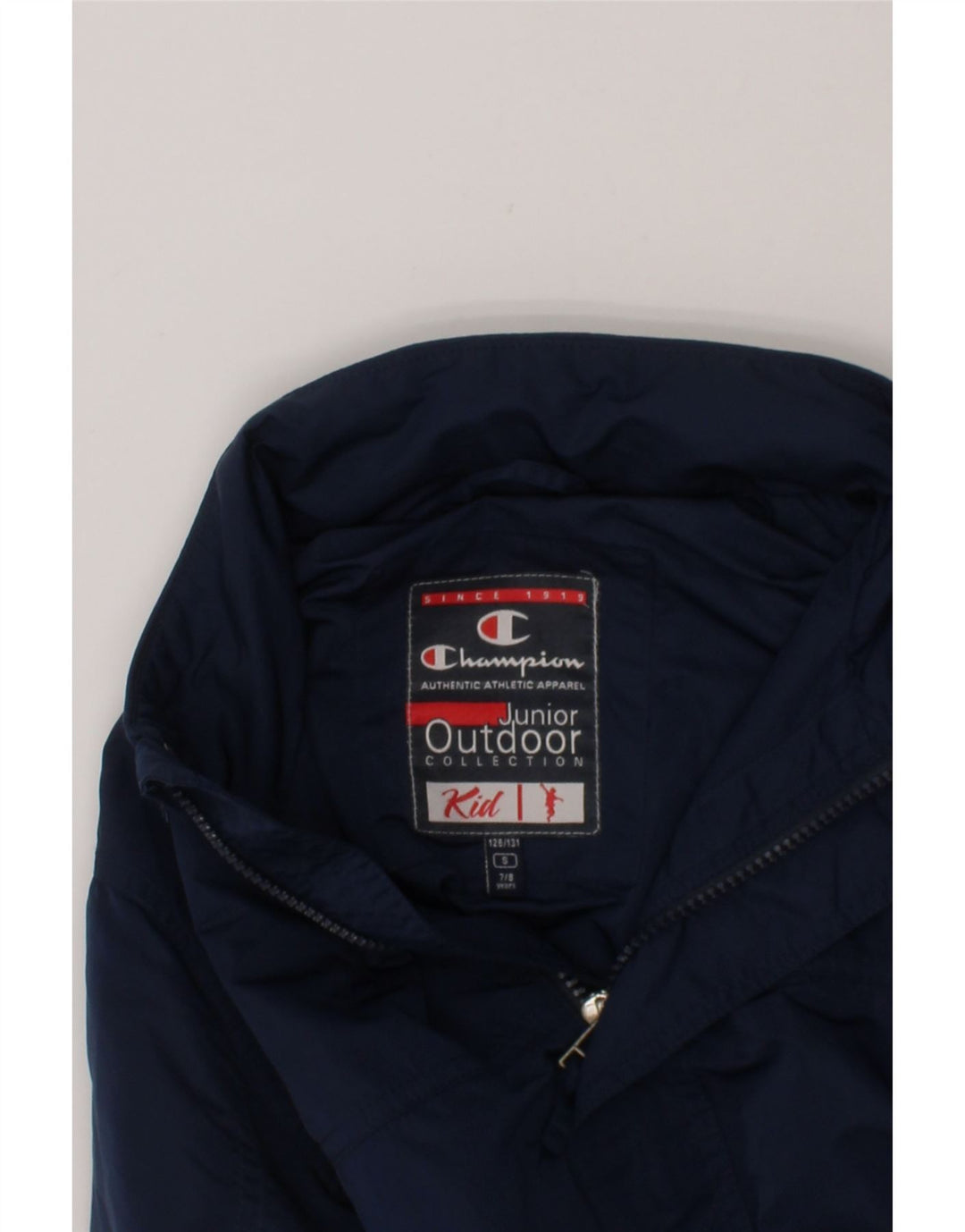 CHAMPION Boys Hooded Windbreaker Jacket 7-8 Years Small  Navy Blue Vintage Champion and Second-Hand Champion from Messina Hembry 
