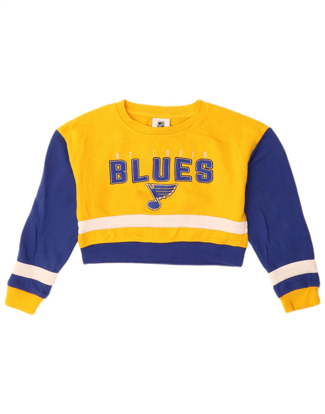 NHL Girls Crop Graphic Sweatshirt Džemper 7-8 Years Yellow Colourblock