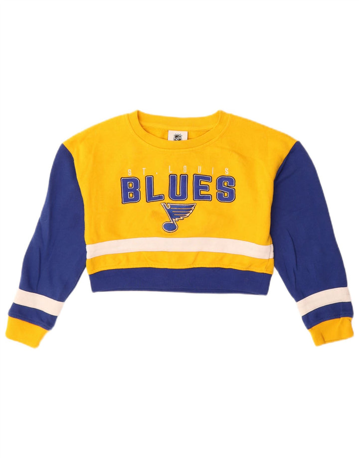 NHL Girls Crop Graphic Sweatshirt Džemper 7-8 Years Yellow Colourblock