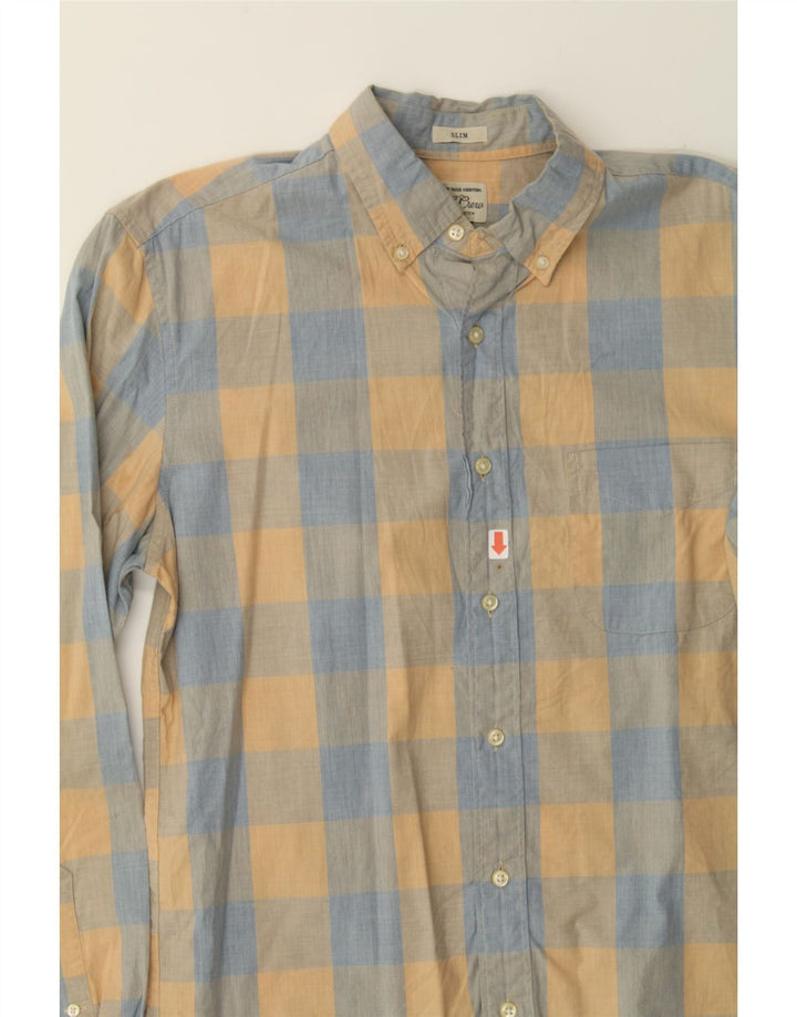 J. CREW Mens Slim Shirt Medium Yellow Check Cotton Vintage J. Crew and Second-Hand J. Crew from Messina Hembry 