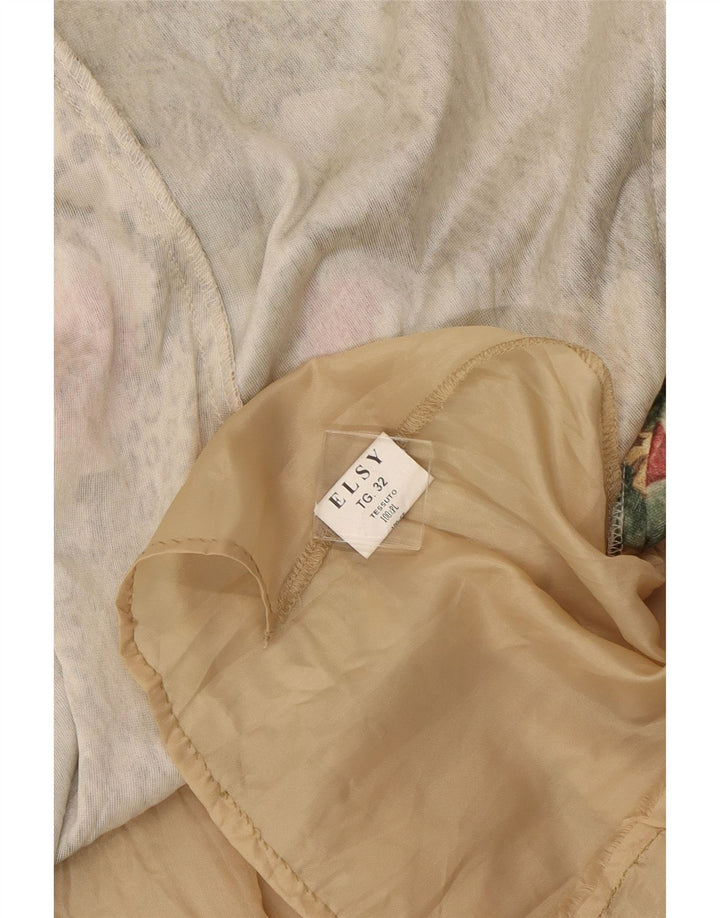 VINTAGE ženska asimetrična suknja IT 32 2XS W23 smeđa cvjetna poliester