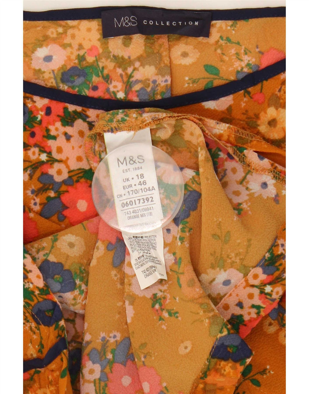Marks & Spencer ženska gornja prevelika bluza UK 18 XL narančasta cvjetna