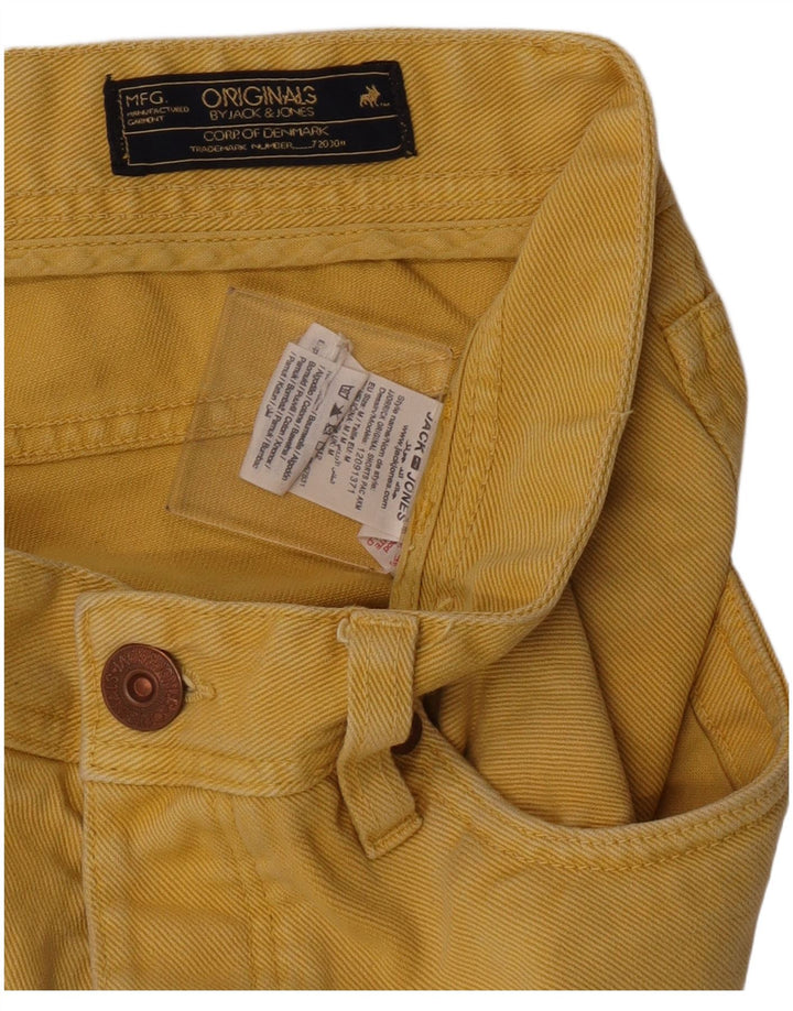 Jack & Jones muške kratke traper kratke hlače srednjeg kroja W32, žuti pamuk