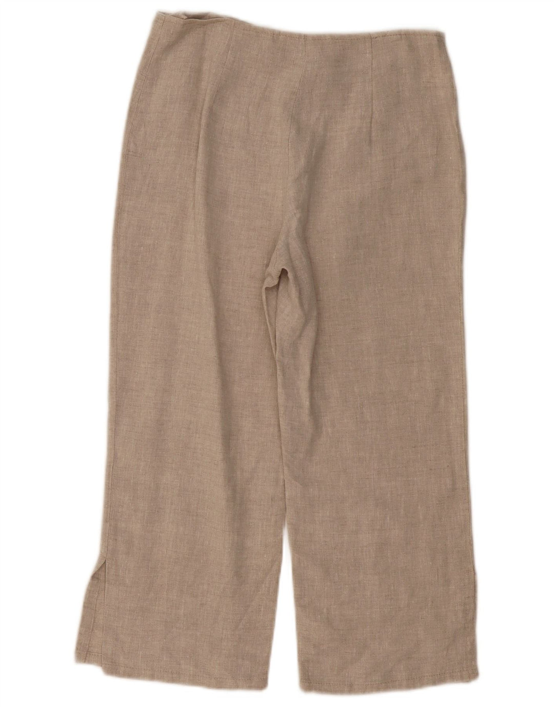 VINTAGE ženske ravne kapri hlače UK 10 male W30 L21 bež lan