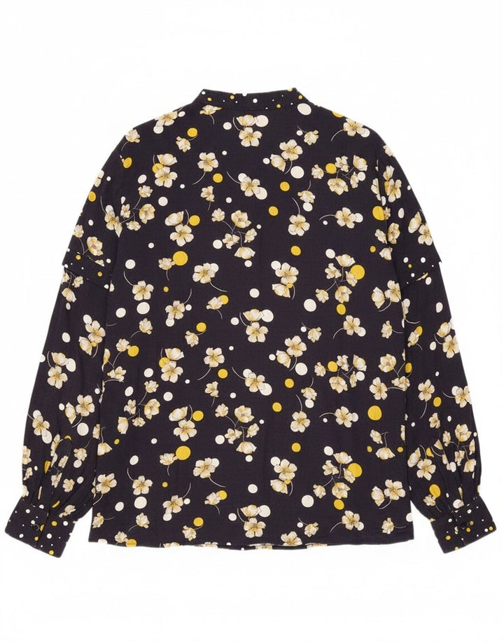 Penny Crna ženska majica majica UK 16 Velika tamnoplava cvjetna viskoza