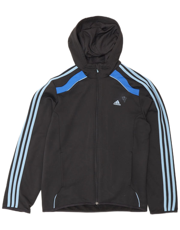 Adidas muški pulover s kapuljačom na patentni zatvarač Srednji crni sportski poliester