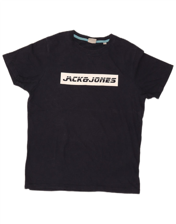 JACK & JONES Muška majica kratkih rukava s grafičkim motivima Srednji tamnoplavi pamuk