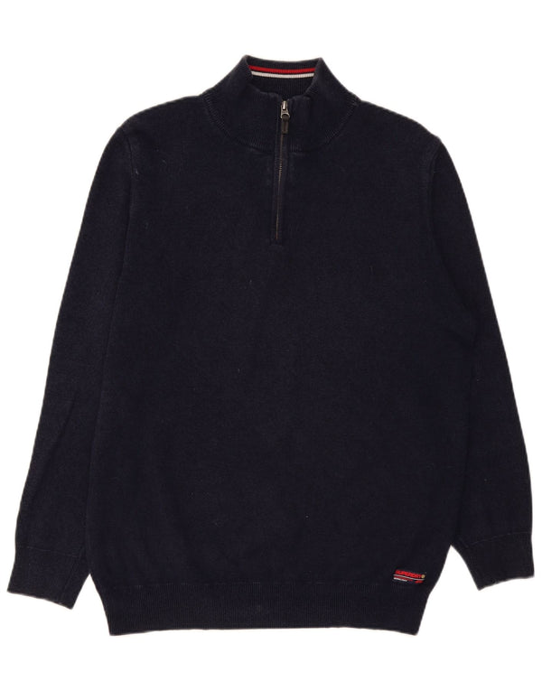 Superdry muški pulover s izrezom i patentnim zatvaračem XL tamnoplavi pamuk