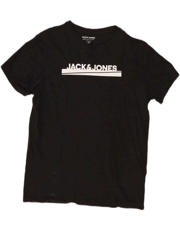 JACK & JONES Muška majica kratkih rukava srednje veličine, crni pamuk