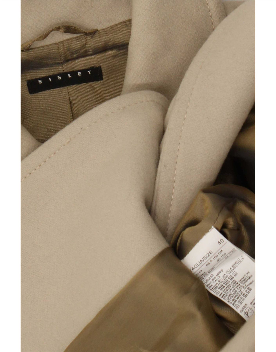 Sisley ženski kaput s dvorednim kopčanjem IT 40 Small Beige Wool