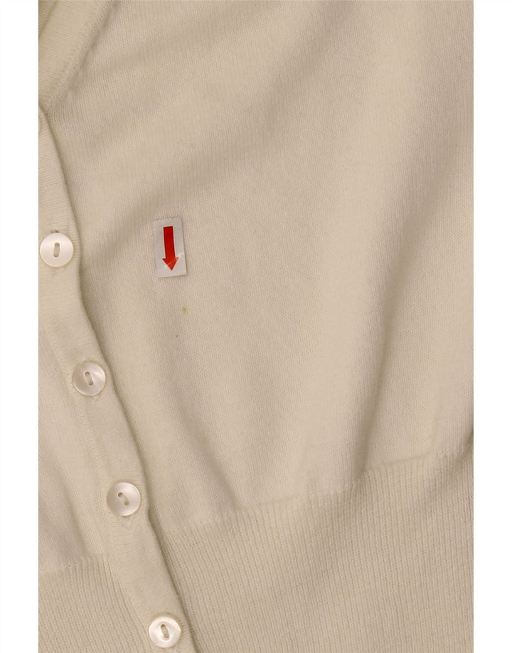 MONSOON ženski kardigan džemper s 3/4 rukavima UK 12 Srednje bijeli pamuk