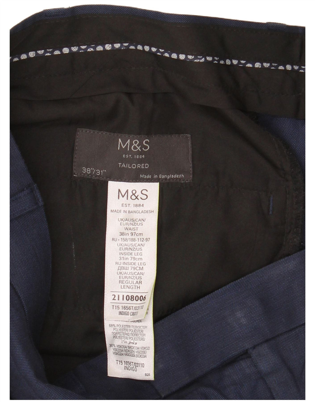 Marks & Spencer muške hlače ravnog odijela W38 L31 tamnoplavi poliester