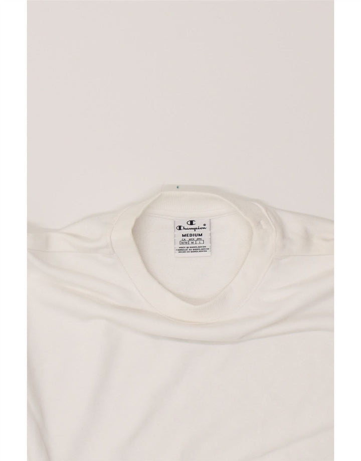 CHAMPION Womens Crop Sweatshirt Jumper UK 14 Medium White Cotton Vintage Champion and Second-Hand Champion from Messina Hembry 