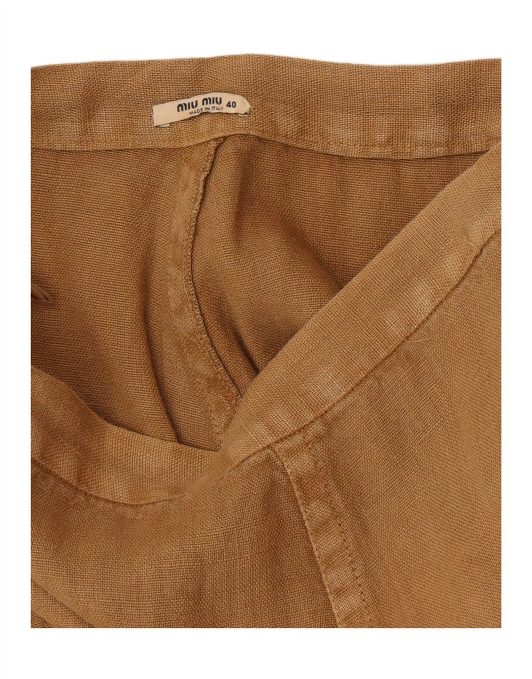 Miu Miu ženska suknja A-kroja IT 40 Mala W26 kaki lanena klasična