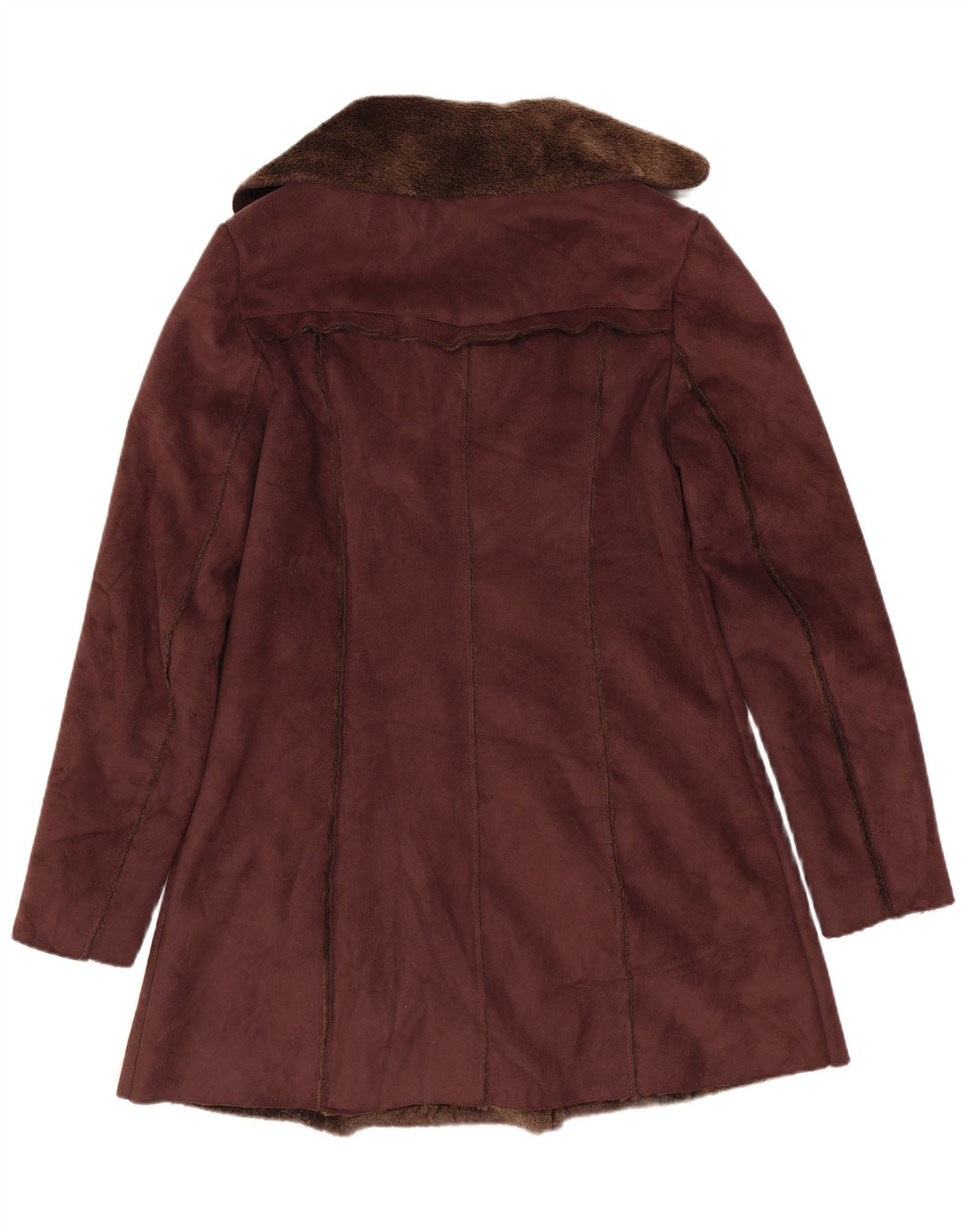 Vintage ženski šerpa kaput s dvorednim kopčanjem UK 8, mali smeđi