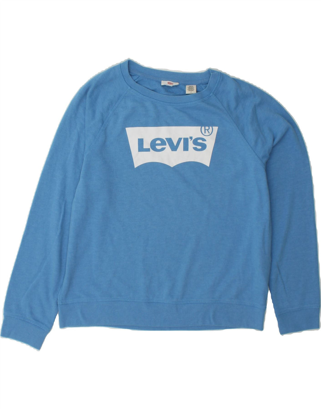 LEVI'S Womens Graphic Sweatshirt Jumper UK 16 Large Blue Cotton Vintage Levi's and Second-Hand Levi's from Messina Hembry 