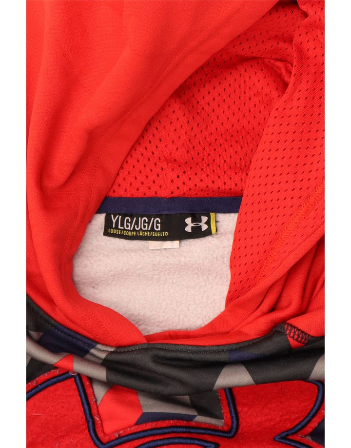 UNDER ARMOUR Široka majica s kapuljačom za djevojčice 11-12 godina, velika, crvena, geometrijska