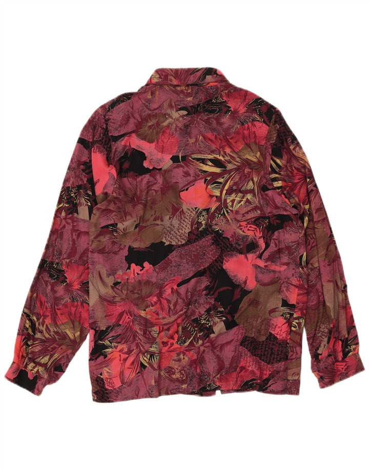 Vintage ženski dvodijelni komplet suknji UK 12 Srednji W27 Bordo cvjetni retro