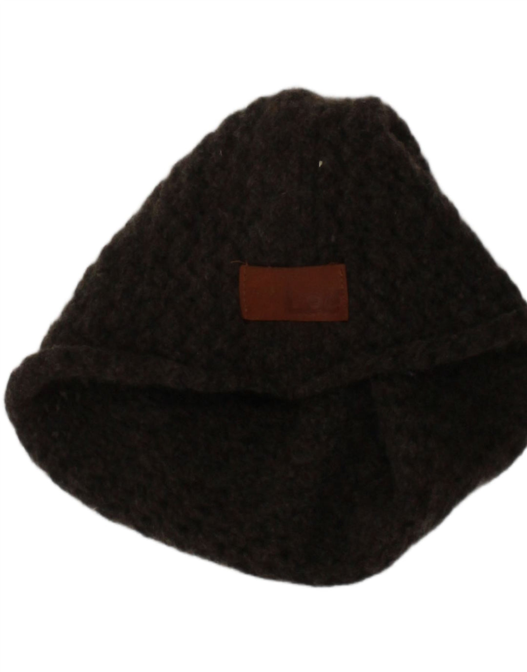 LEE Womens Crochet Beanie Hat One Size Brown Wool Classic